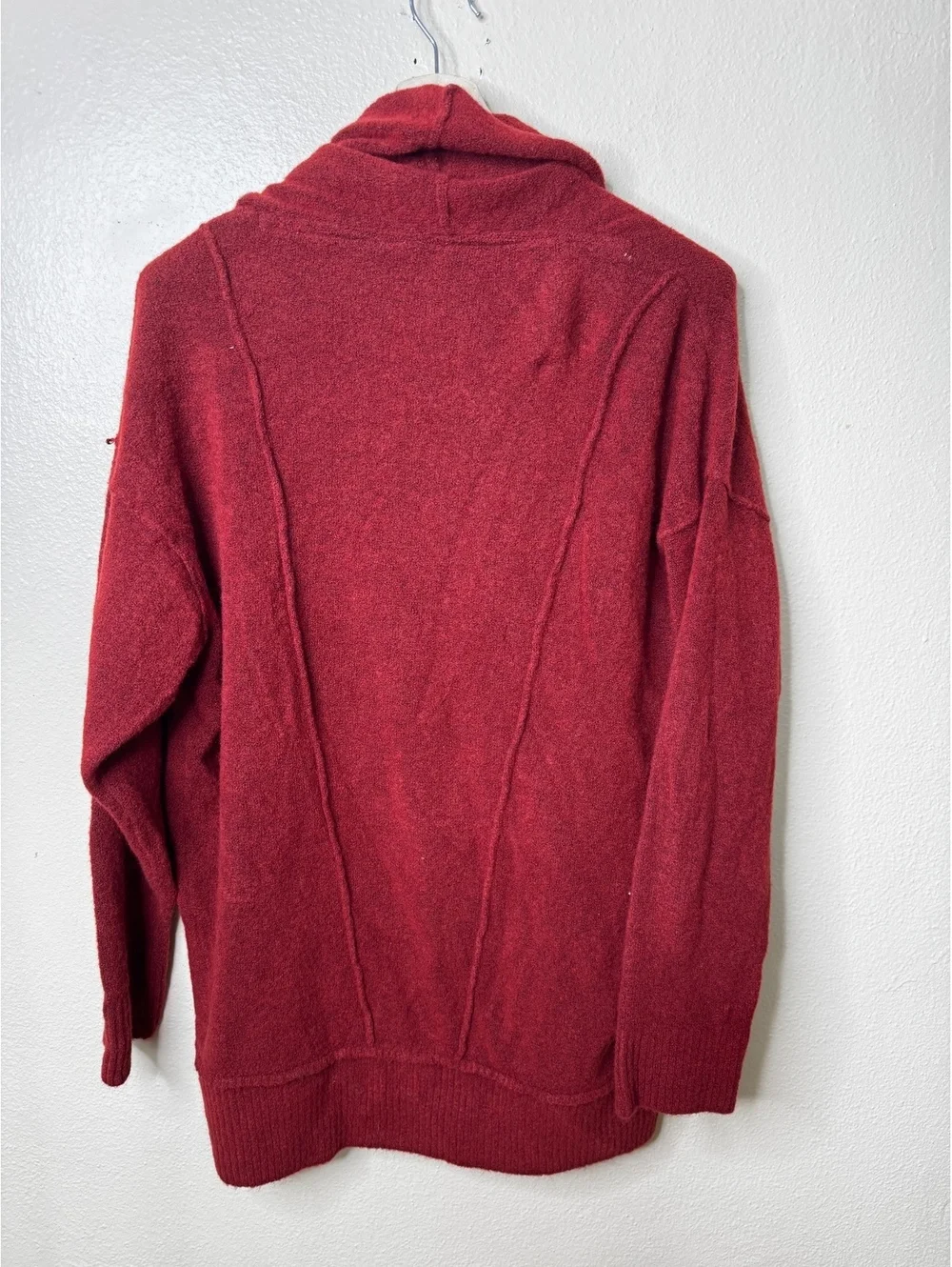 Free People Women’s Small Red Wool Blend Shawl Collar Button Cardigan Sweater